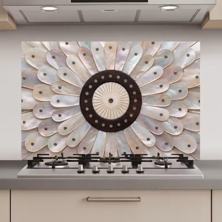 Spatscherm keuken - Parelmoer - Patroon - Decoratie - Ambacht - Wit — 1