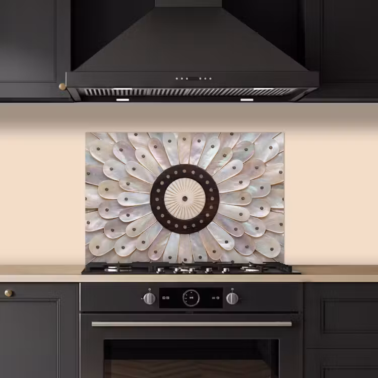 Spatscherm keuken - Parelmoer - Patroon - Decoratie - Ambacht - Wit — 2