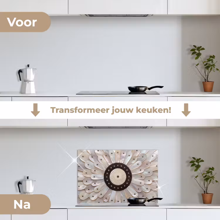 Spatscherm keuken - Parelmoer - Patroon - Decoratie - Ambacht - Wit — 3