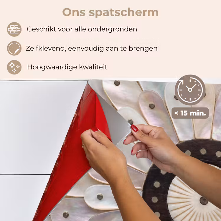 Spatscherm keuken - Parelmoer - Patroon - Decoratie - Ambacht - Wit — 4