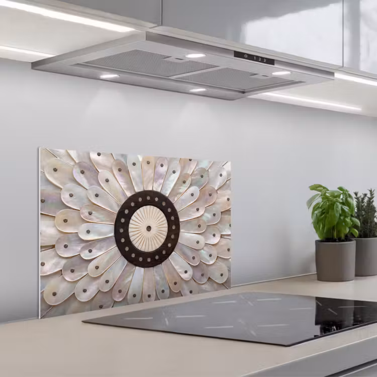 Spatscherm keuken - Parelmoer - Patroon - Decoratie - Ambacht - Wit — 5