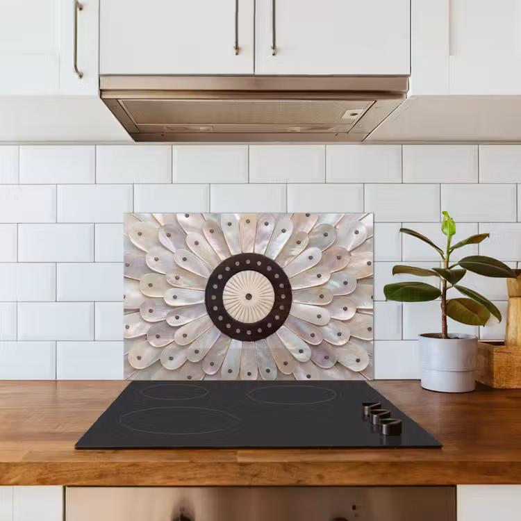 Spatscherm keuken - Parelmoer - Patroon - Decoratie - Ambacht - Wit — 6