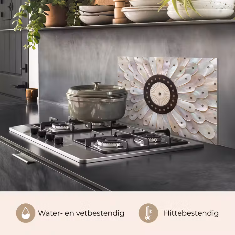 Spatscherm keuken - Parelmoer - Patroon - Decoratie - Ambacht - Wit — 7