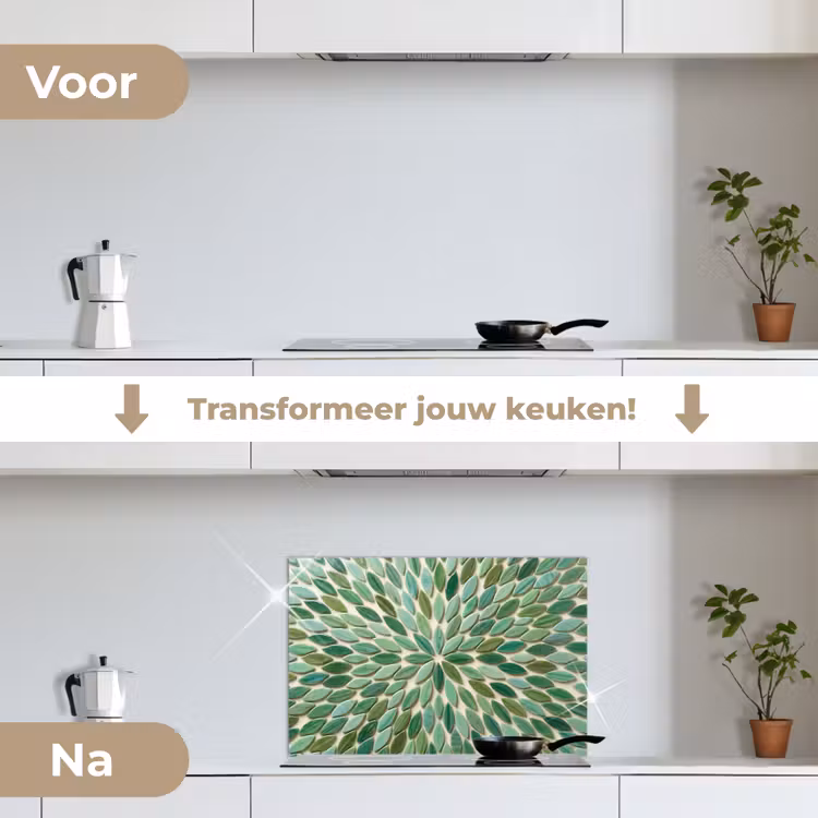 Spatscherm keuken - Patroon - Blad - Groen - Abstract — 3