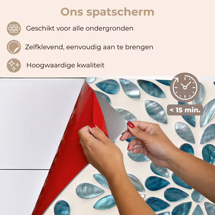 Spatscherm keuken - Patroon - Bladeren - Abstract - Modern - Turquoise — 4