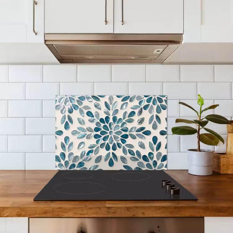 Spatscherm keuken - Patroon - Bladeren - Abstract - Modern - Turquoise — 6
