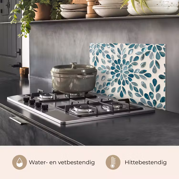 Spatscherm keuken - Patroon - Bladeren - Abstract - Modern - Turquoise — 7