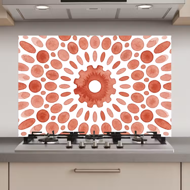 Spatscherm keuken - Patroon - Cirkels - Abstract - Modern - Rood — 1