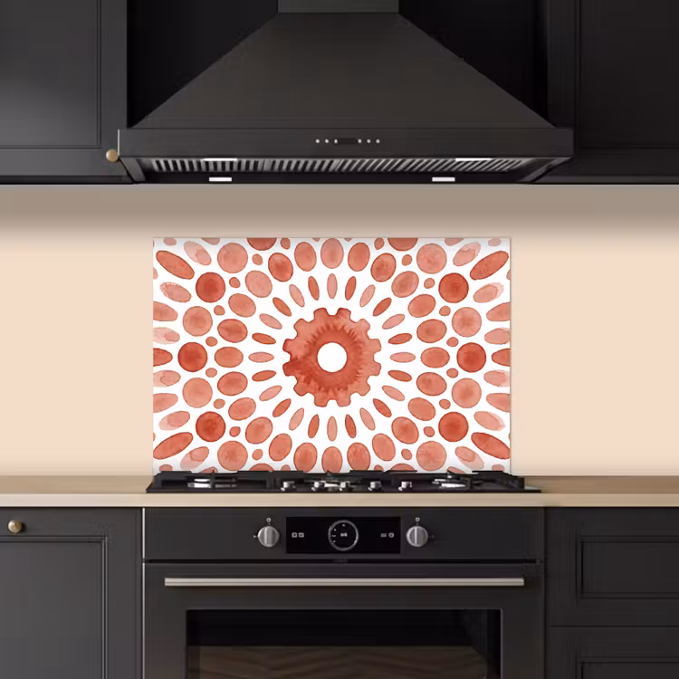 Spatscherm keuken - Patroon - Cirkels - Abstract - Modern - Rood — 2