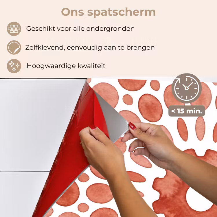 Spatscherm keuken - Patroon - Cirkels - Abstract - Modern - Rood — 4