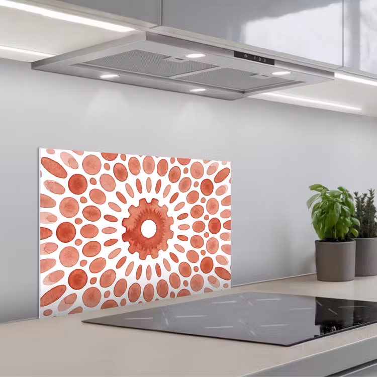 Spatscherm keuken - Patroon - Cirkels - Abstract - Modern - Rood — 5