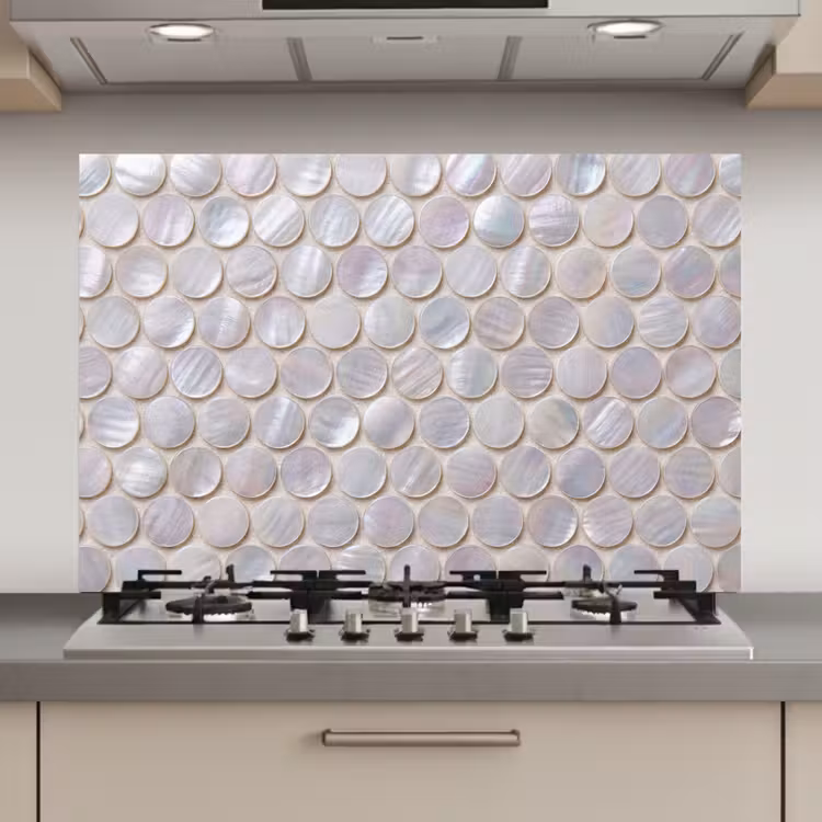Spatscherm keuken - Patroon - Cirkels - Abstract - Modern - Wit — 1