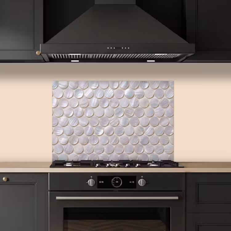 Spatscherm keuken - Patroon - Cirkels - Abstract - Modern - Wit — 2