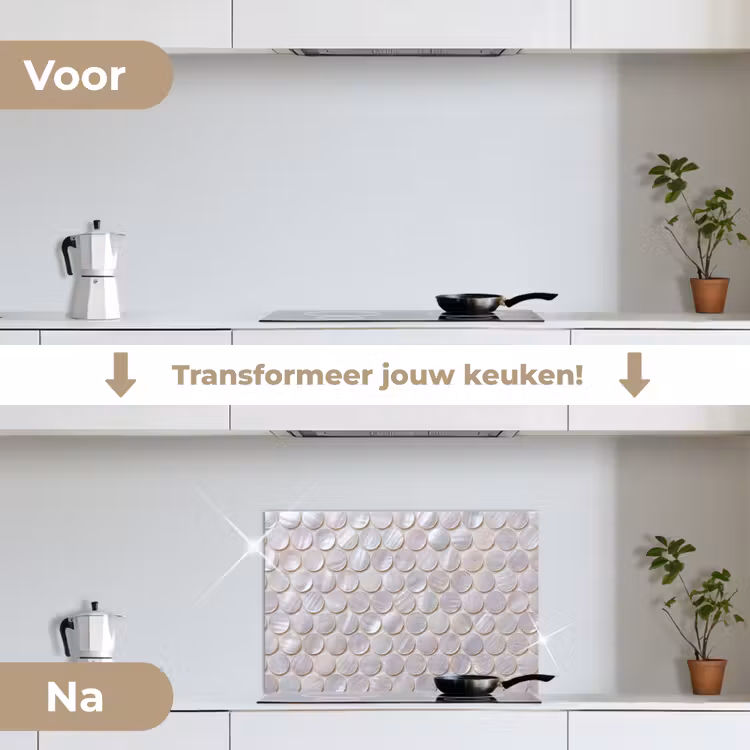 Spatscherm keuken - Patroon - Cirkels - Abstract - Modern - Wit — 3