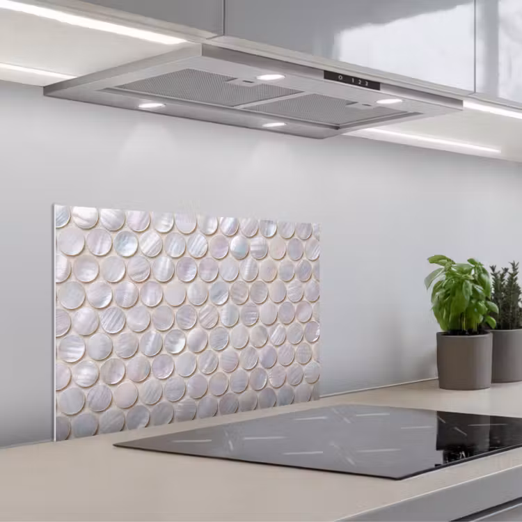 Spatscherm keuken - Patroon - Cirkels - Abstract - Modern - Wit — 5