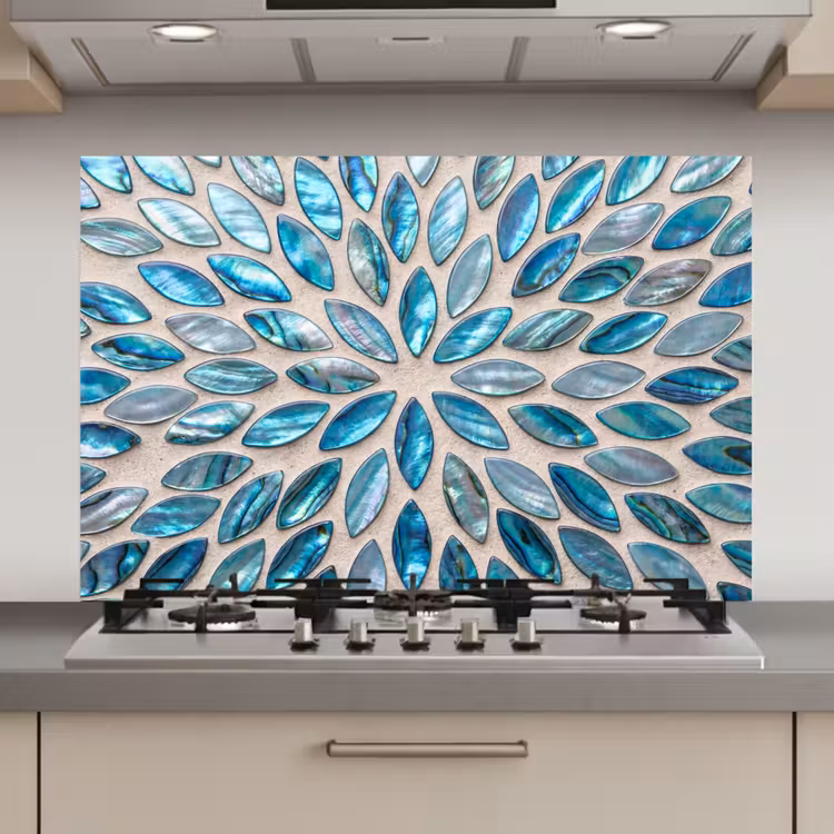 Spatscherm keuken - Patroon - Glans - Abstract - Blauw - Decoratie — 1