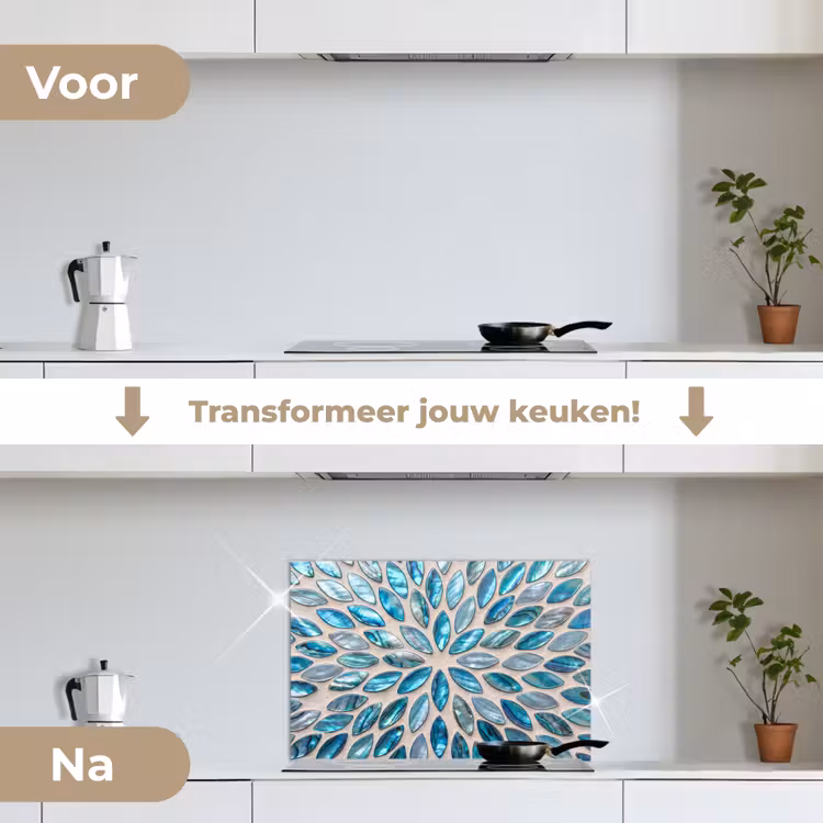 Spatscherm keuken - Patroon - Glans - Abstract - Blauw - Decoratie — 3