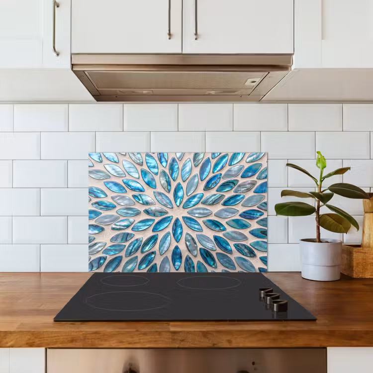Spatscherm keuken - Patroon - Glans - Abstract - Blauw - Decoratie — 6
