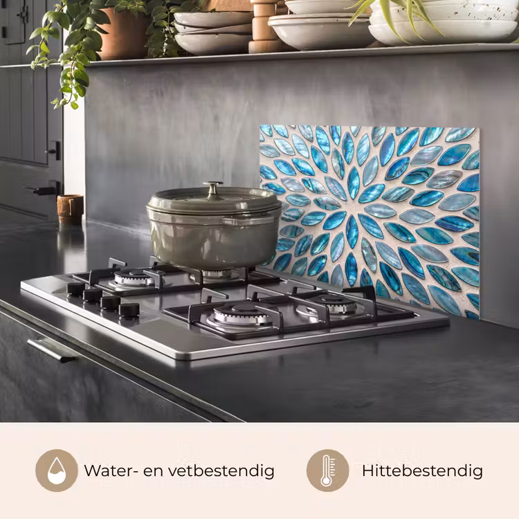 Spatscherm keuken - Patroon - Glans - Abstract - Blauw - Decoratie — 7