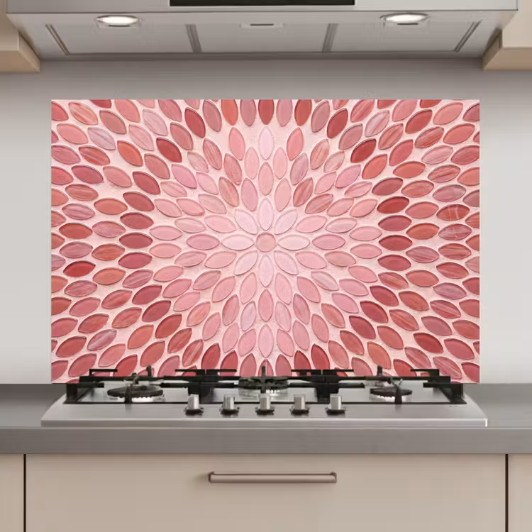 Spatscherm keuken - Patroon - Mozaïek - Ovaal - Abstract - Roze — 1