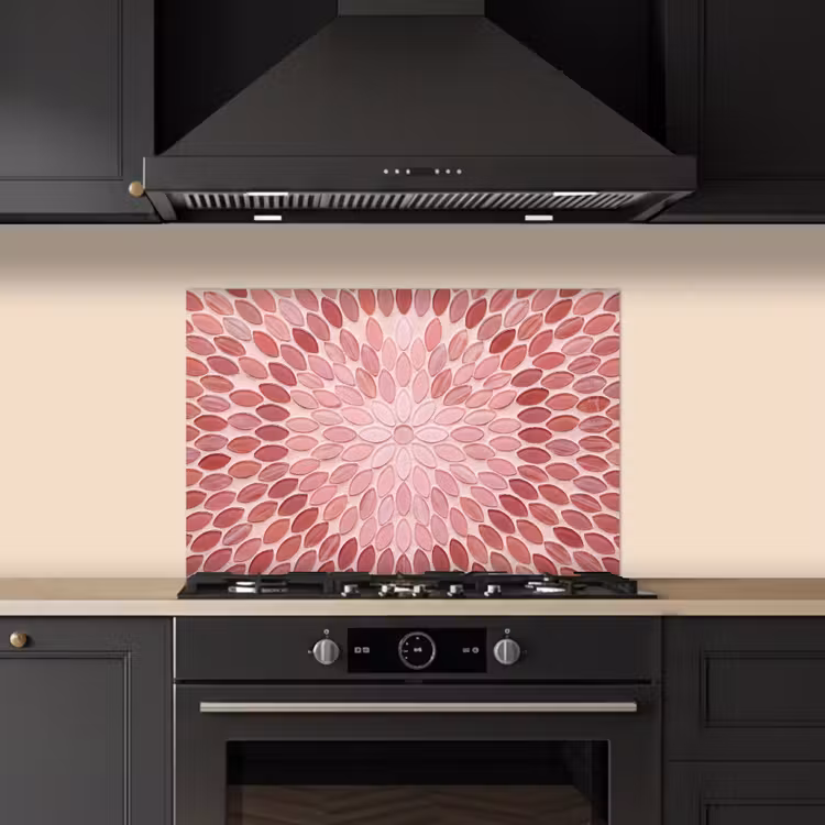 Spatscherm keuken - Patroon - Mozaïek - Ovaal - Abstract - Roze — 2