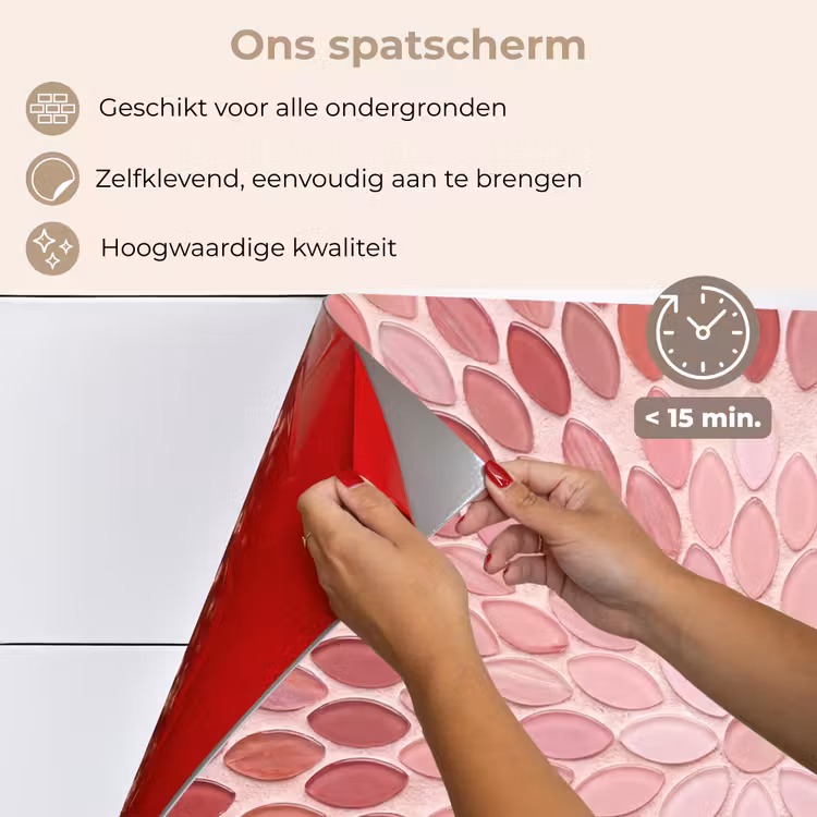 Spatscherm keuken - Patroon - Mozaïek - Ovaal - Abstract - Roze — 4