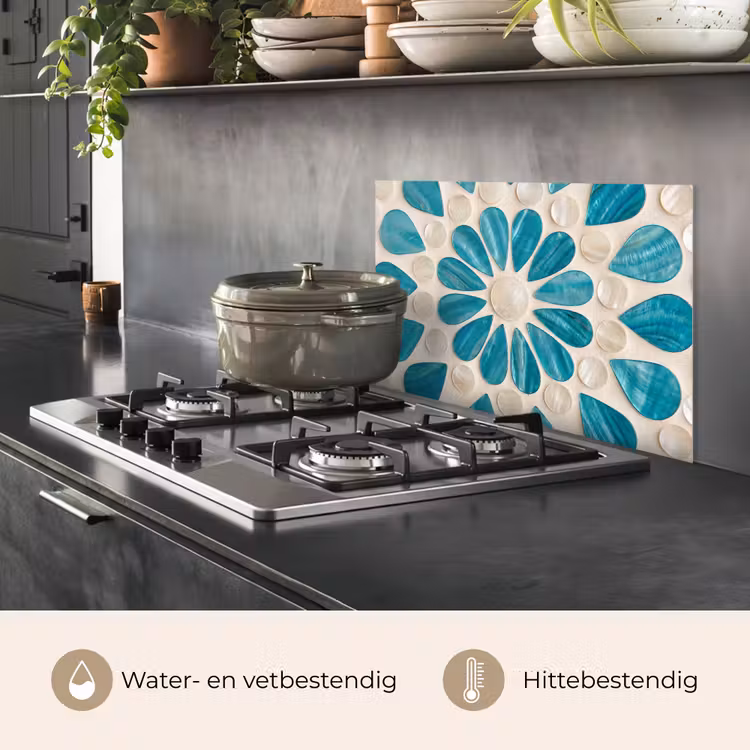 Spatscherm keuken - Patroon - Mozaïek - Schelpen - Abstract - Turquoise — 7