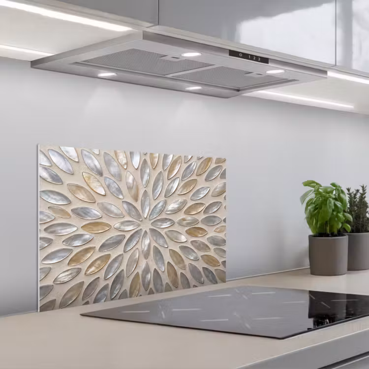 Spatscherm keuken - Patroon - Ovaal - Glanzend - Abstract - Beige — 5
