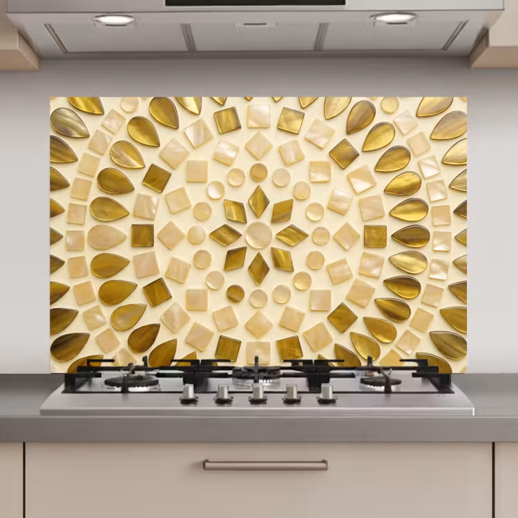 Spatscherm keuken - Patroon - Vormen - Mozaïek - Abstract - Goud — 1
