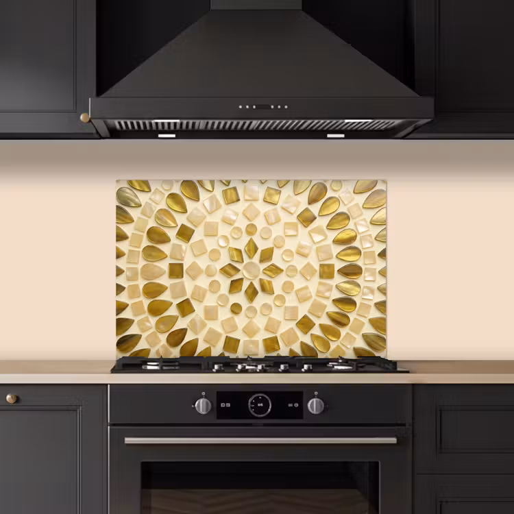 Spatscherm keuken - Patroon - Vormen - Mozaïek - Abstract - Goud — 2