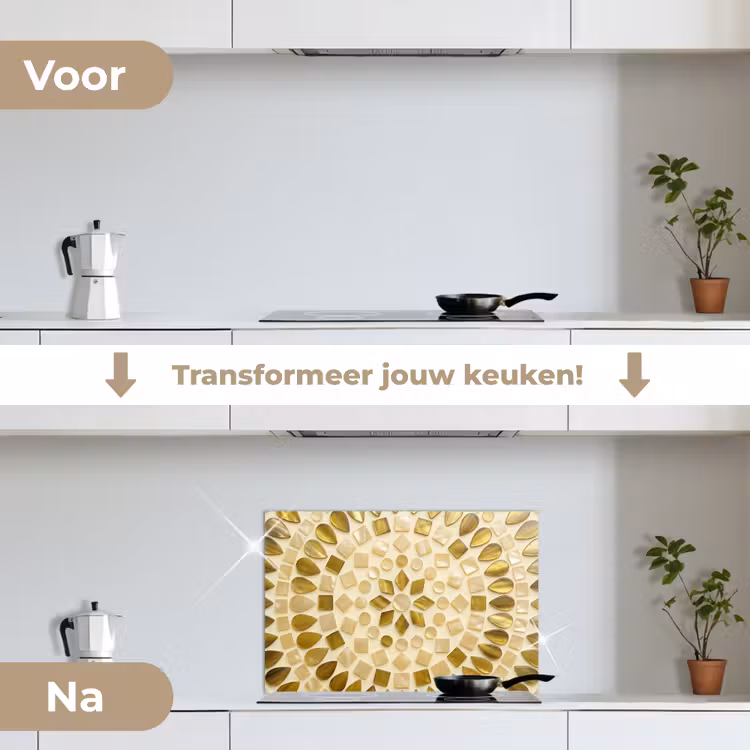 Spatscherm keuken - Patroon - Vormen - Mozaïek - Abstract - Goud — 3