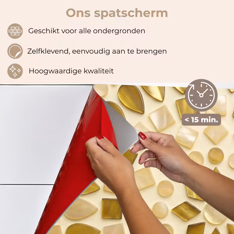 Spatscherm keuken - Patroon - Vormen - Mozaïek - Abstract - Goud — 4