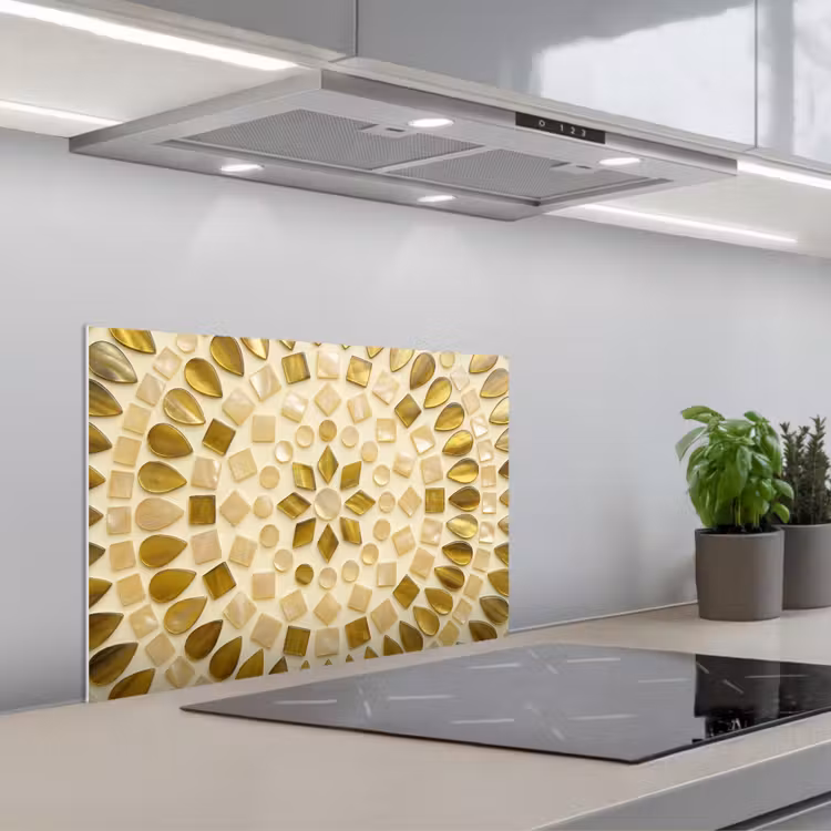 Spatscherm keuken - Patroon - Vormen - Mozaïek - Abstract - Goud — 5