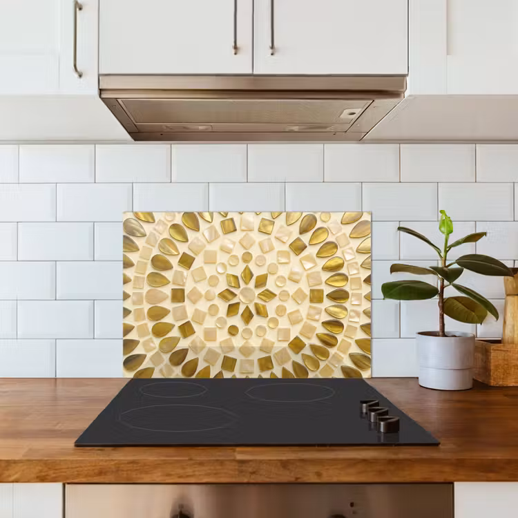 Spatscherm keuken - Patroon - Vormen - Mozaïek - Abstract - Goud — 6