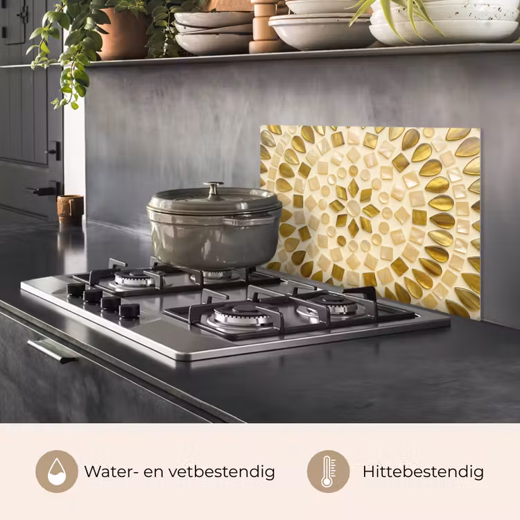Spatscherm keuken - Patroon - Vormen - Mozaïek - Abstract - Goud — 7