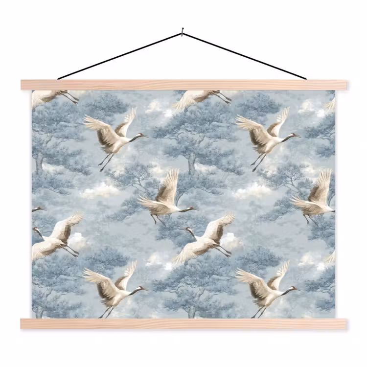 Schoolplaat - Wolken - Kraanvogels - Blauw — 1