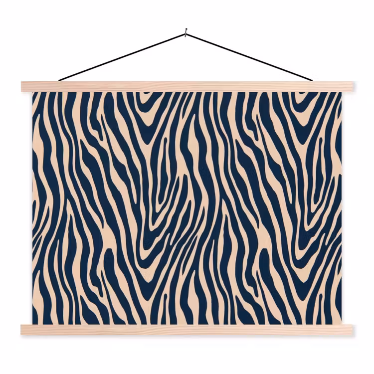 Schoolplaat - Zebra - Patroon - Blauw - Beige — 1