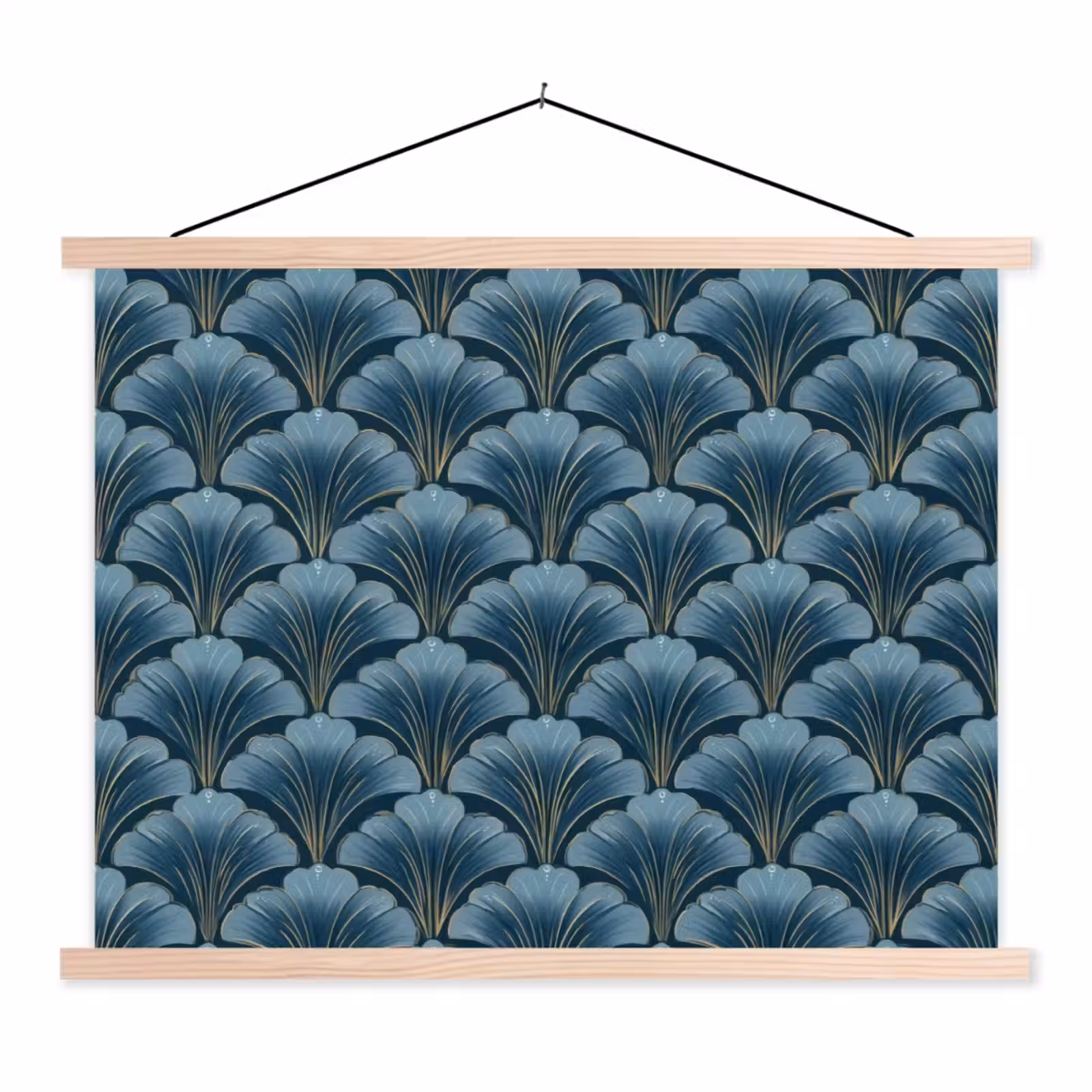 Schoolplaat - Patroon - Ginkgoblad - Blauw — 1