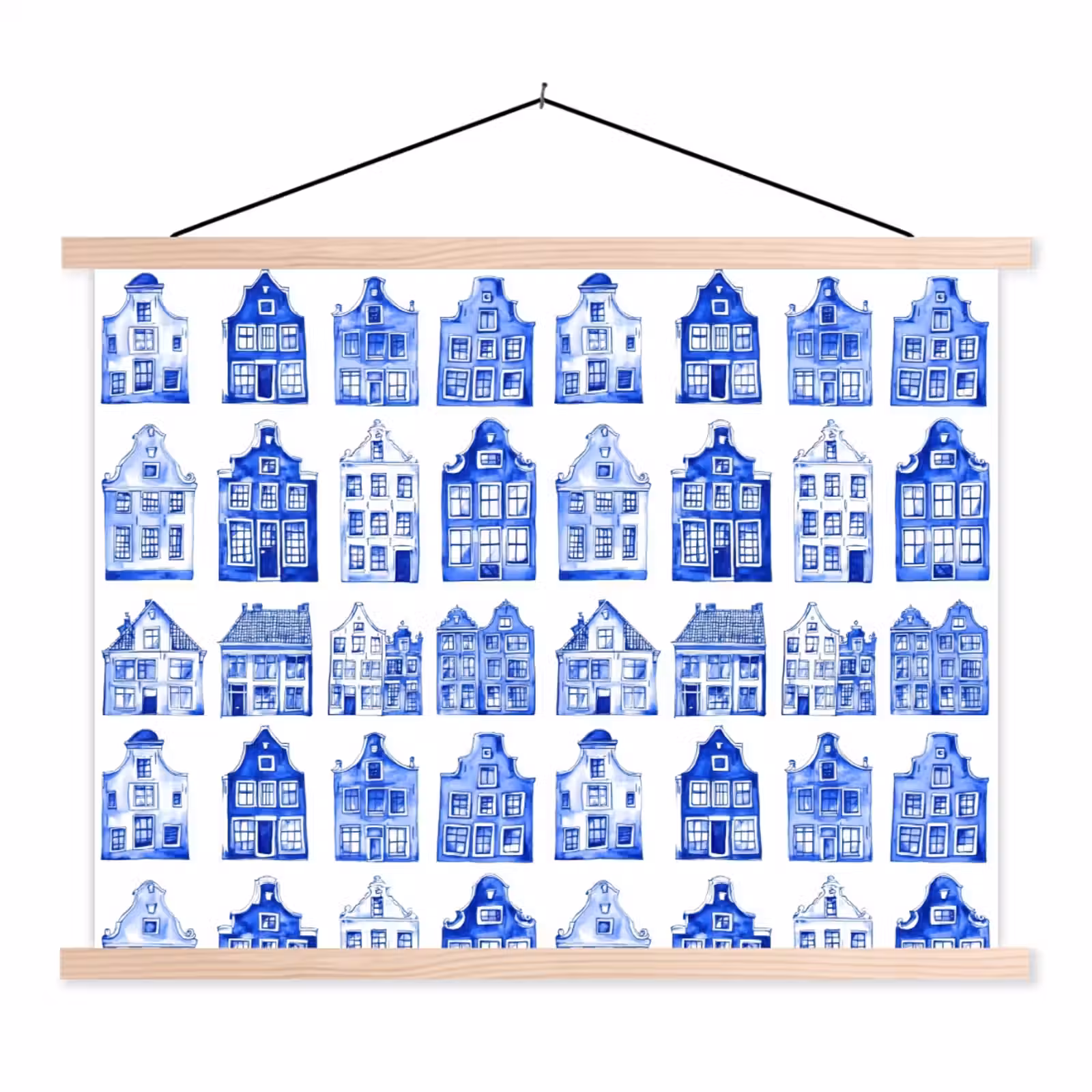 Schoolplaat - Patroon - Huizen - Blauw — 1