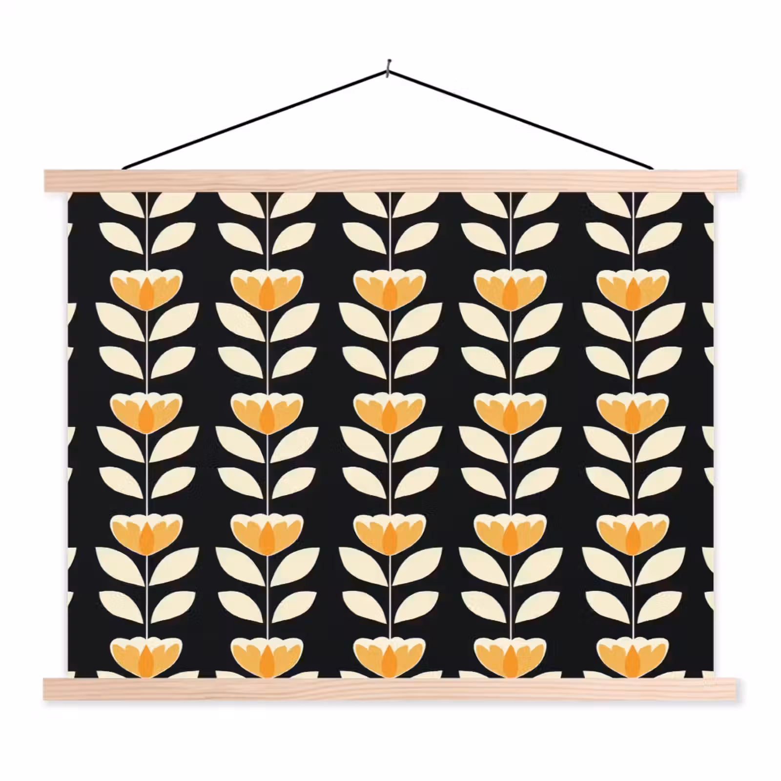 Schoolplaat - Retro - Bloem - Zwart - Okergeel — 1