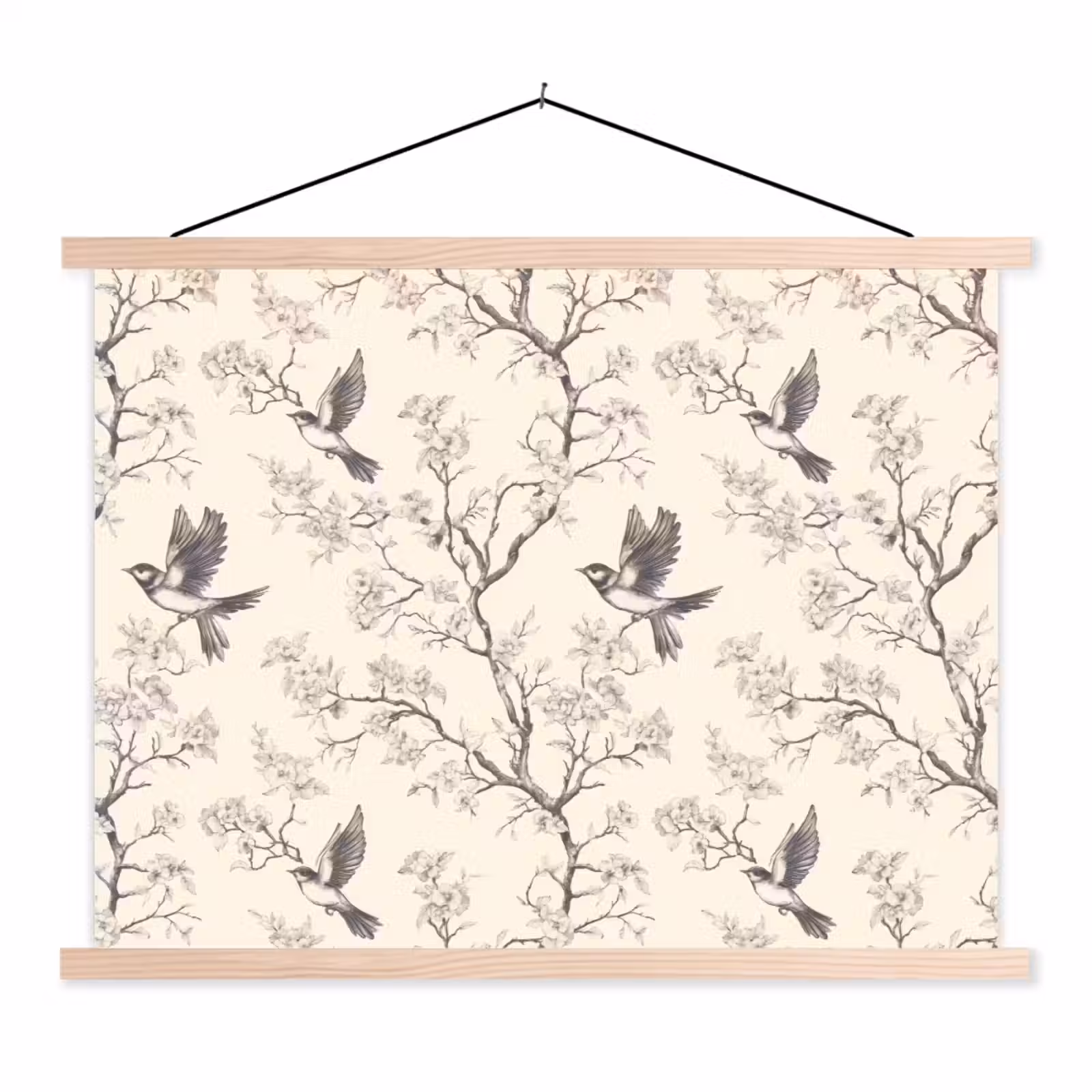 Schoolplaat - Takken - Vogels - Beige — 1