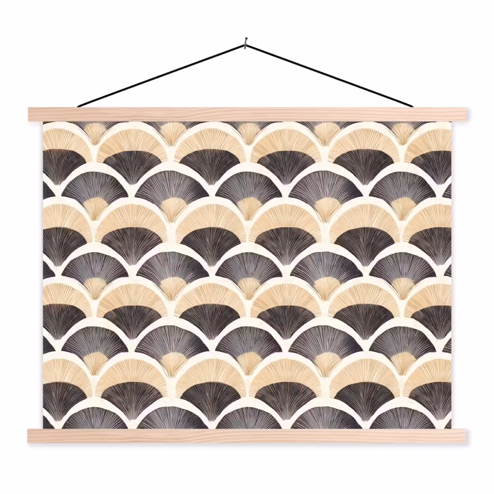 Schoolplaat - Waaier - Patroon - Zwart - Beige — 1