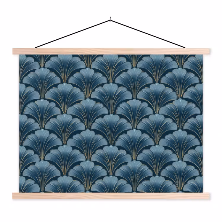 Schoolplaat - Patroon - Ginkgoblad - Blauw — 1