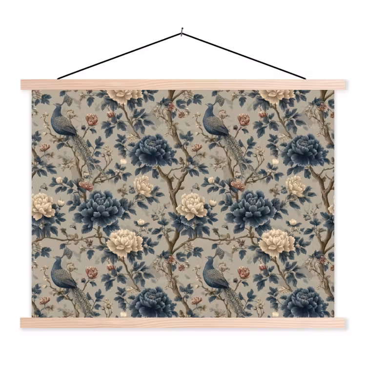 Schoolplaat - Pauw - Bloemen - Blauw — 1