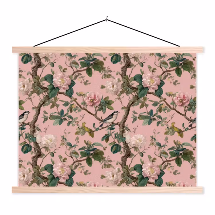 Schoolplaat - Pioenrozen - Botanisch - Vogel — 1