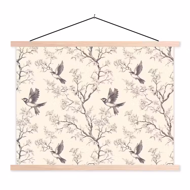 Schoolplaat - Takken - Vogels - Beige — 1