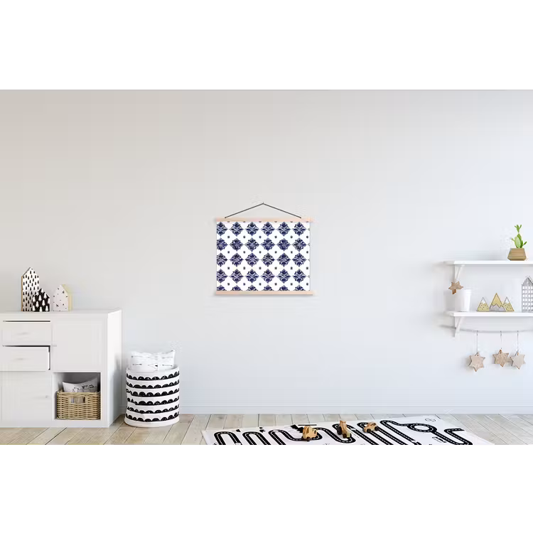 Schoolplaat - Tegelmotief - Blauw - Wit - Bloem — 3
