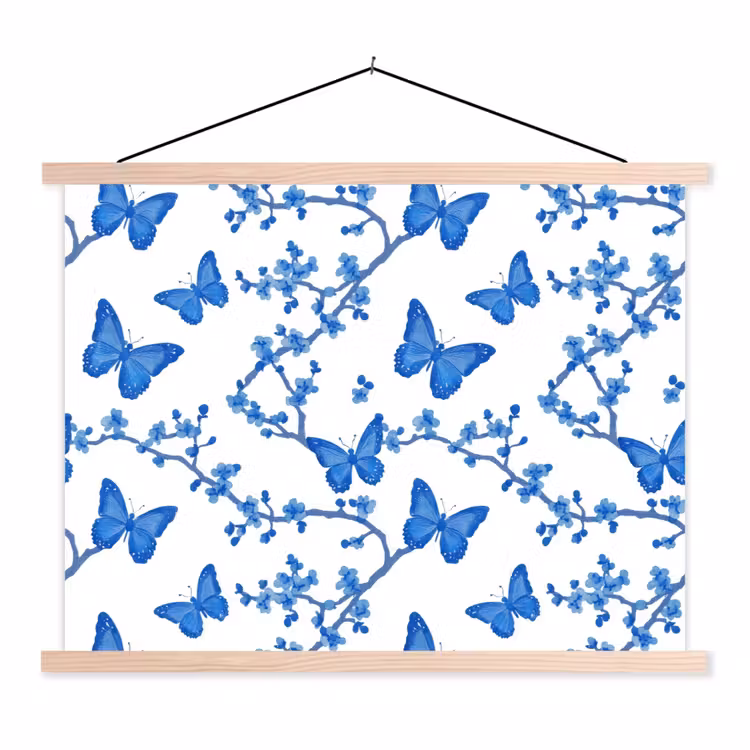 Schoolplaat - Vlinder - Bloemen - Blauw — 1