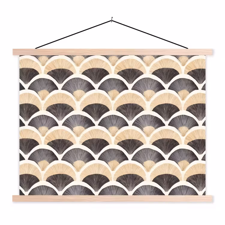Schoolplaat - Waaier - Patroon - Zwart - Beige — 1