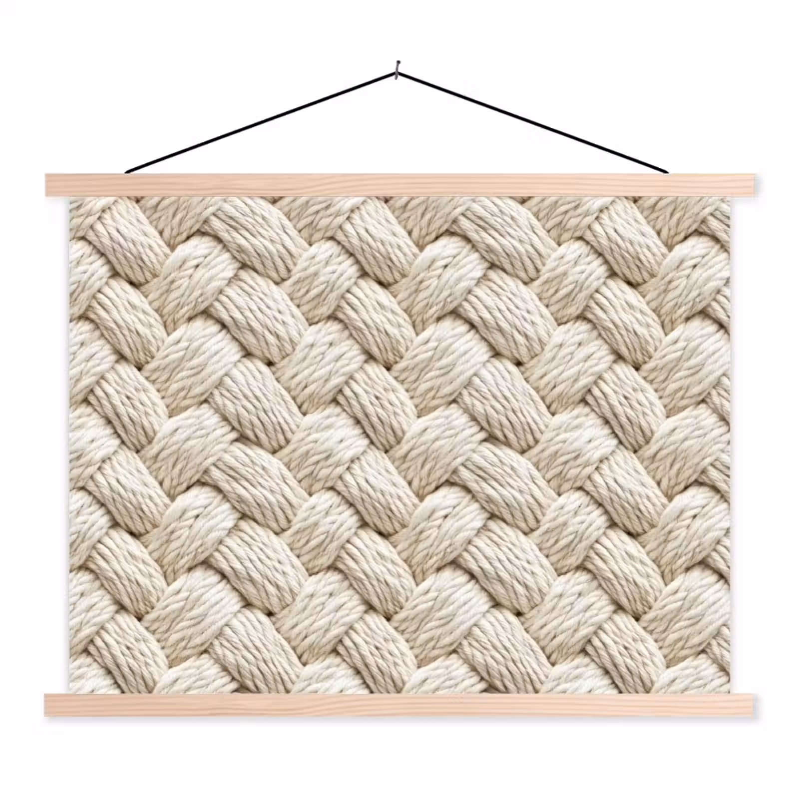 Schoolplaat - Touw - Gebreid - Beige — 1